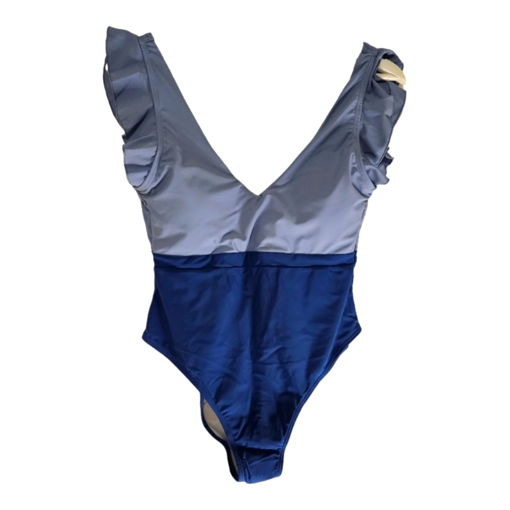 Saodimallsu Women's One Piece Blue Color Block Swimsuit Size Medium New in Pkg